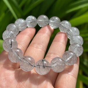13.5mm Stretchable‎ black rutilated quartz bracelet